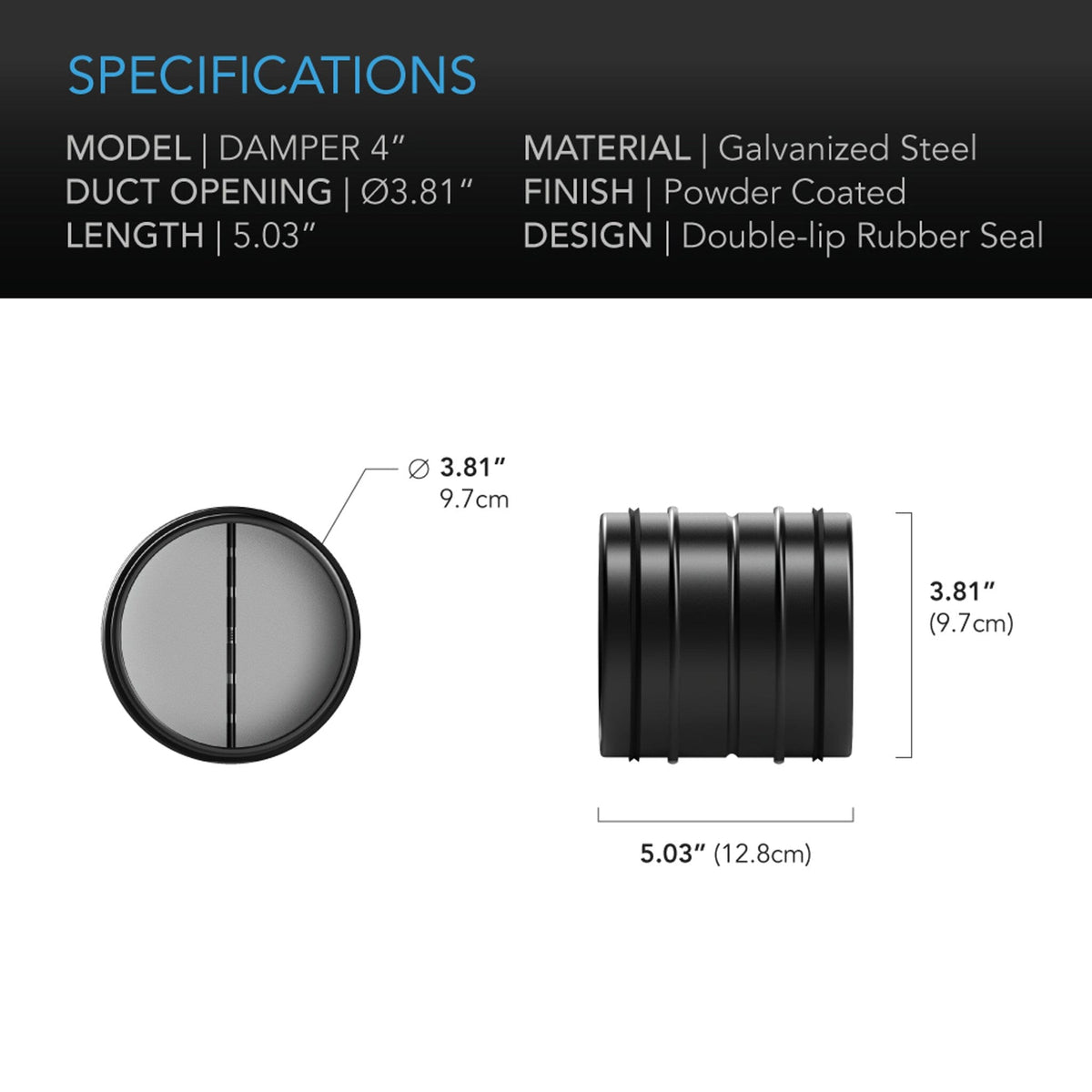 Damper 4 inch / 100 mm specifications