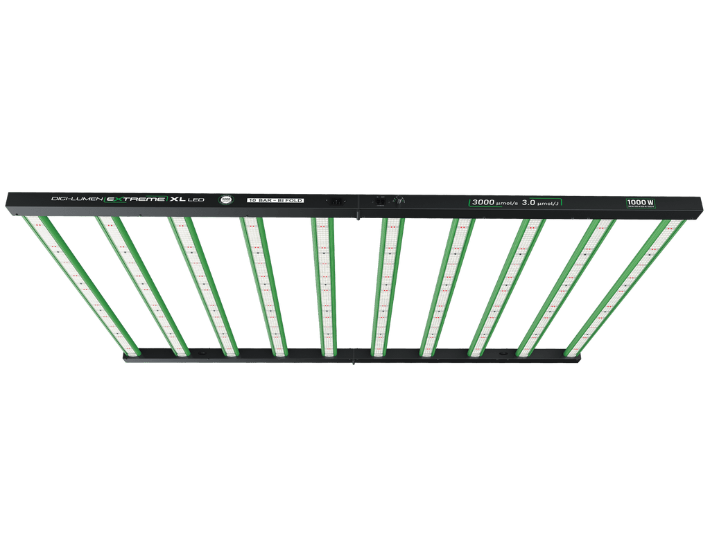 Digi-Lumen Extreme 1000W XL LED grow light, 10-bar bi-fold fixture, alternate view