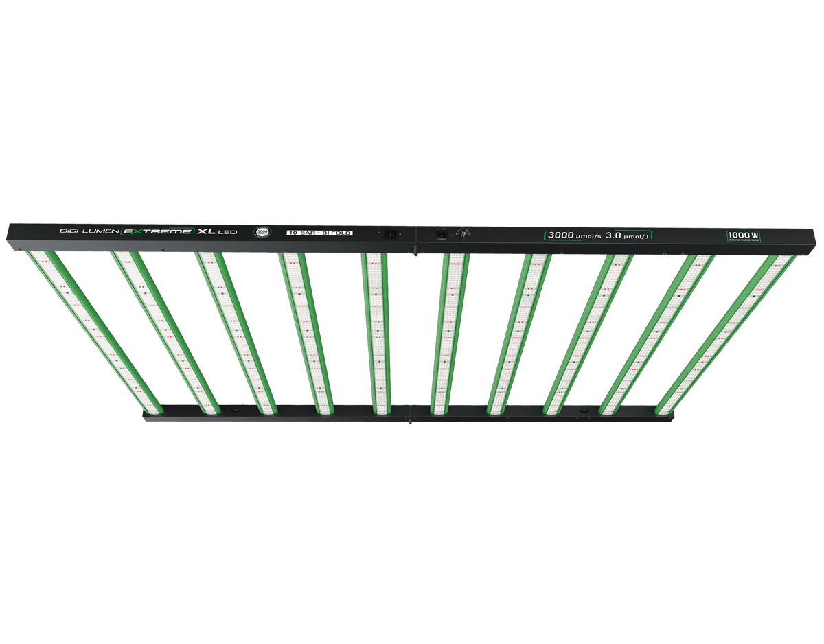 Digi-Lumen Extreme 1000W XL LED grow light, 10-bar bi-fold fixture, alternate view