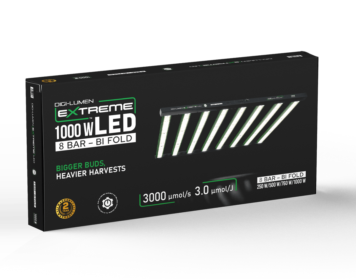 Digi-Lumen Extreme 1000W LED retail box - 8 bar bi-fold, 250W/500W/760W/1000W dimming steps