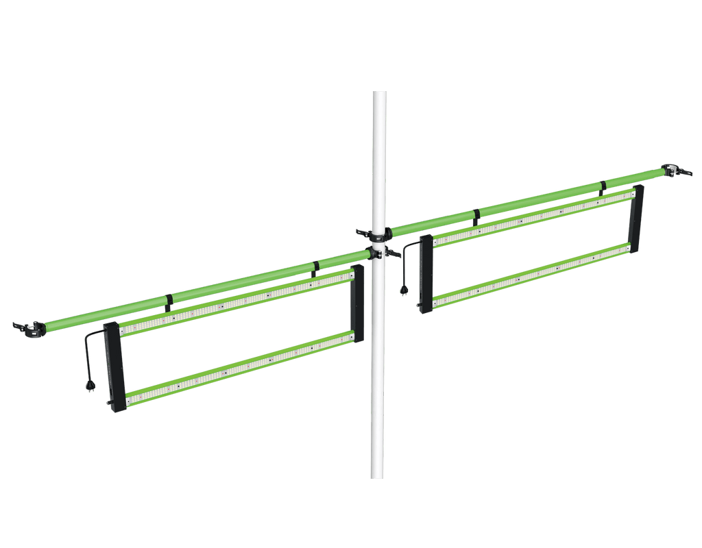 Digi-Lumen Extreme 250W Side Bars mounted either side of a grow tent pole