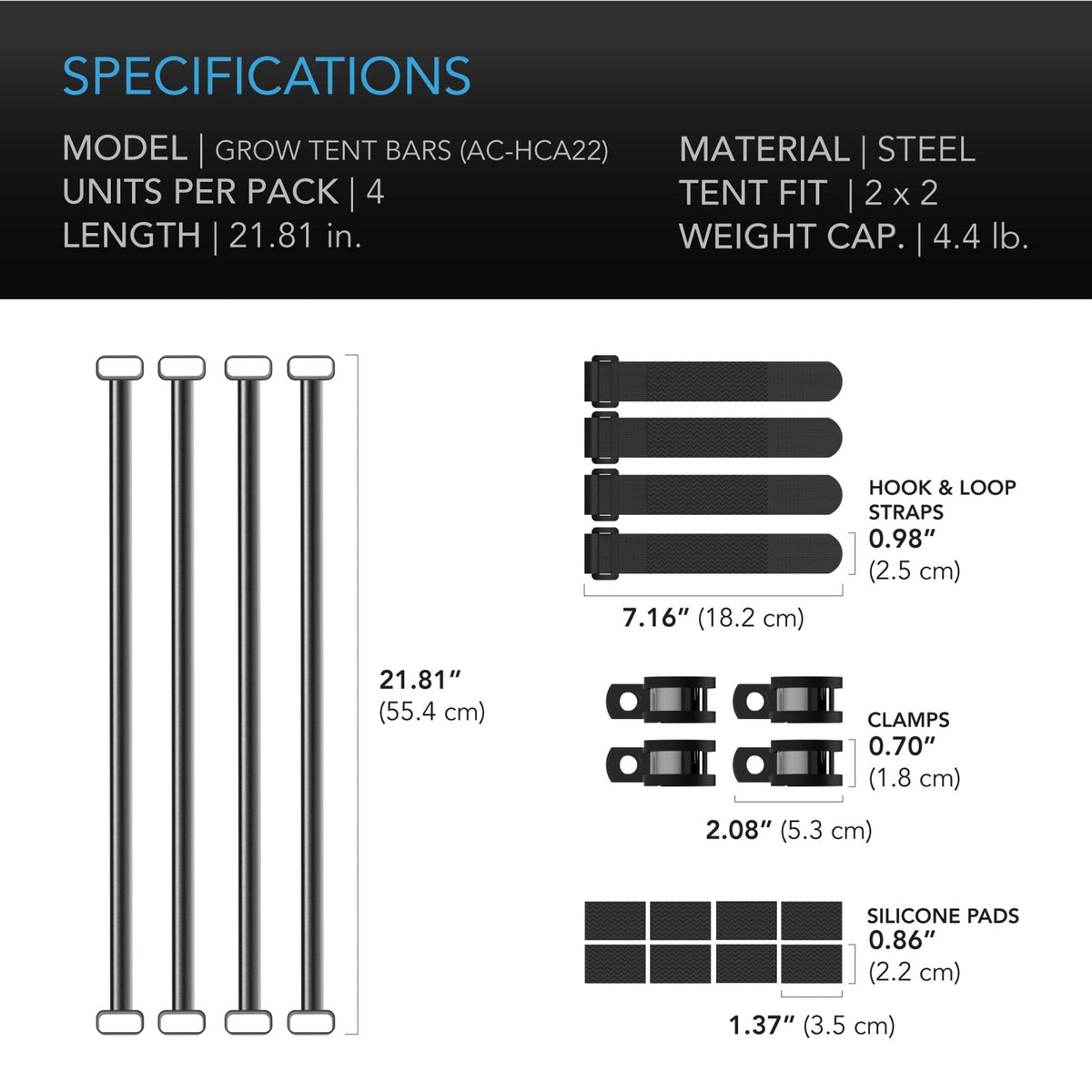 grow bar 2x2&#39; specifications