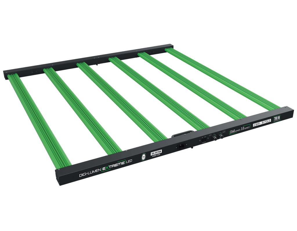 Digi-Lumen Extreme 780W Dual Spectrum LED grow light, 6-bar bi-fold fixture open