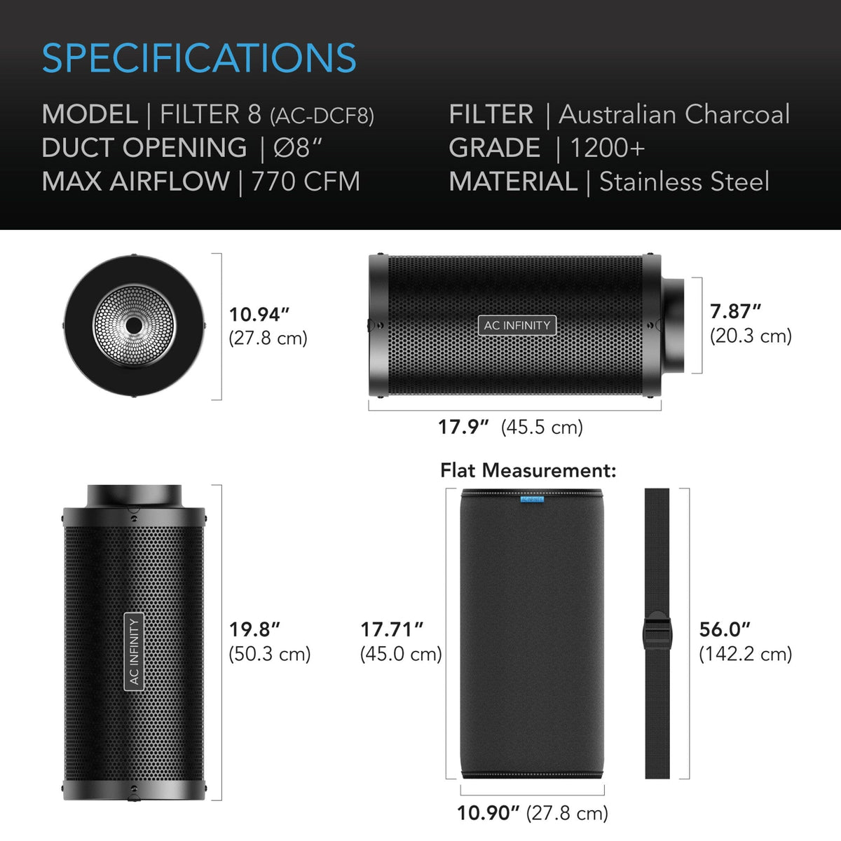 8 inch carbon filter specifications