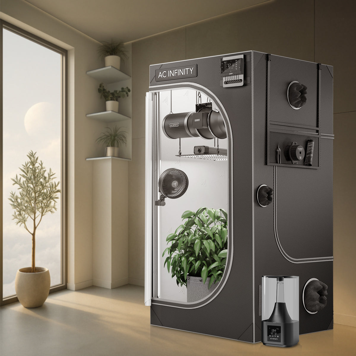 AC Infinity CLOUDLAB 733 grow tent set up in a room