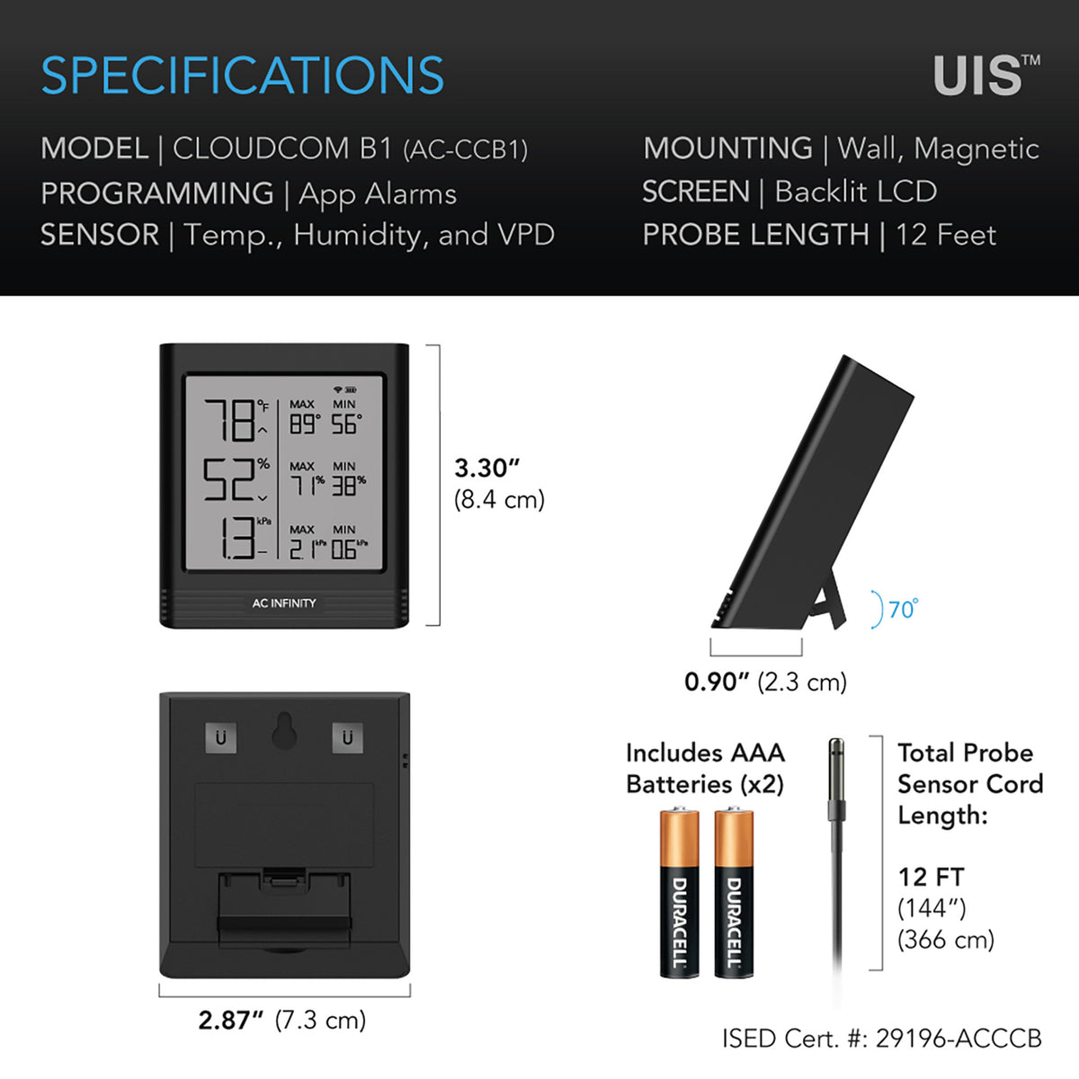 Cloudcom B1 Specifications