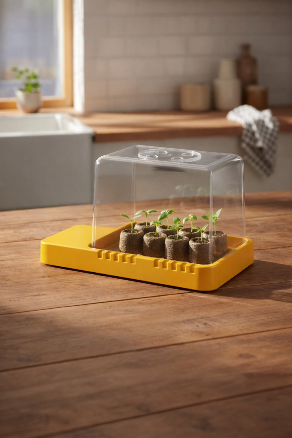 GermiPad. with seedlings on Heat Pack. - Seed Starter propagation system - Quick Bloom Lights