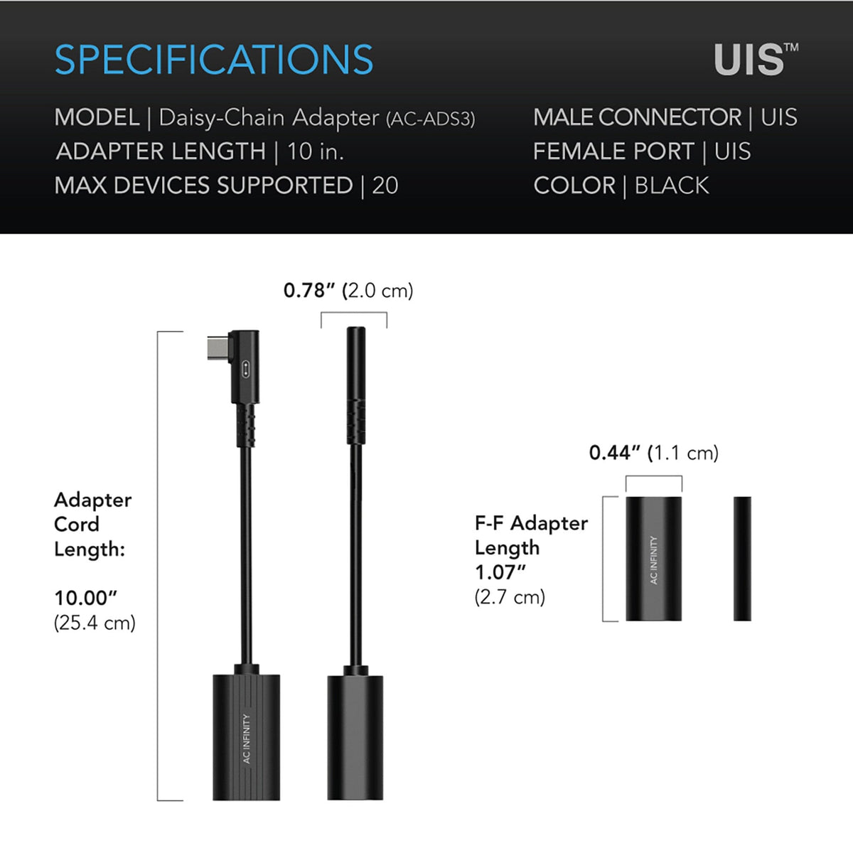 Specifications for Daisy-chain dongle adapter