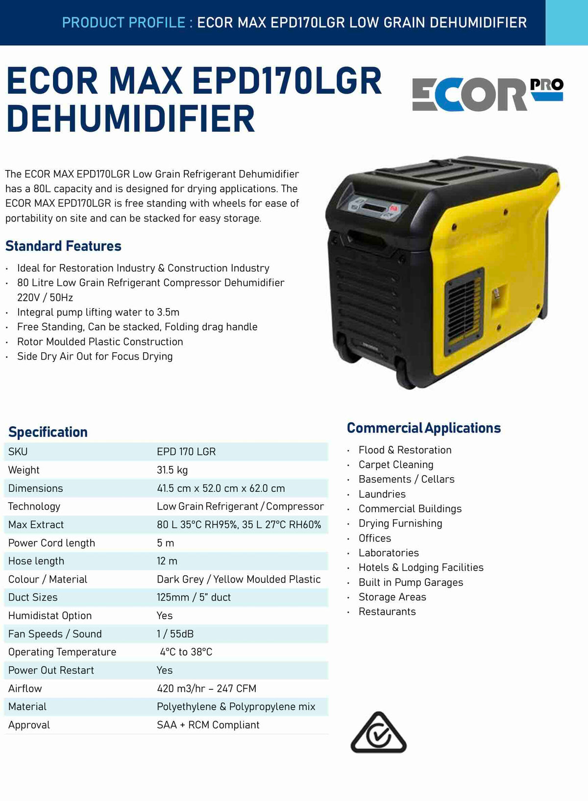 Ecor MAX EPD17OLGR Specifications