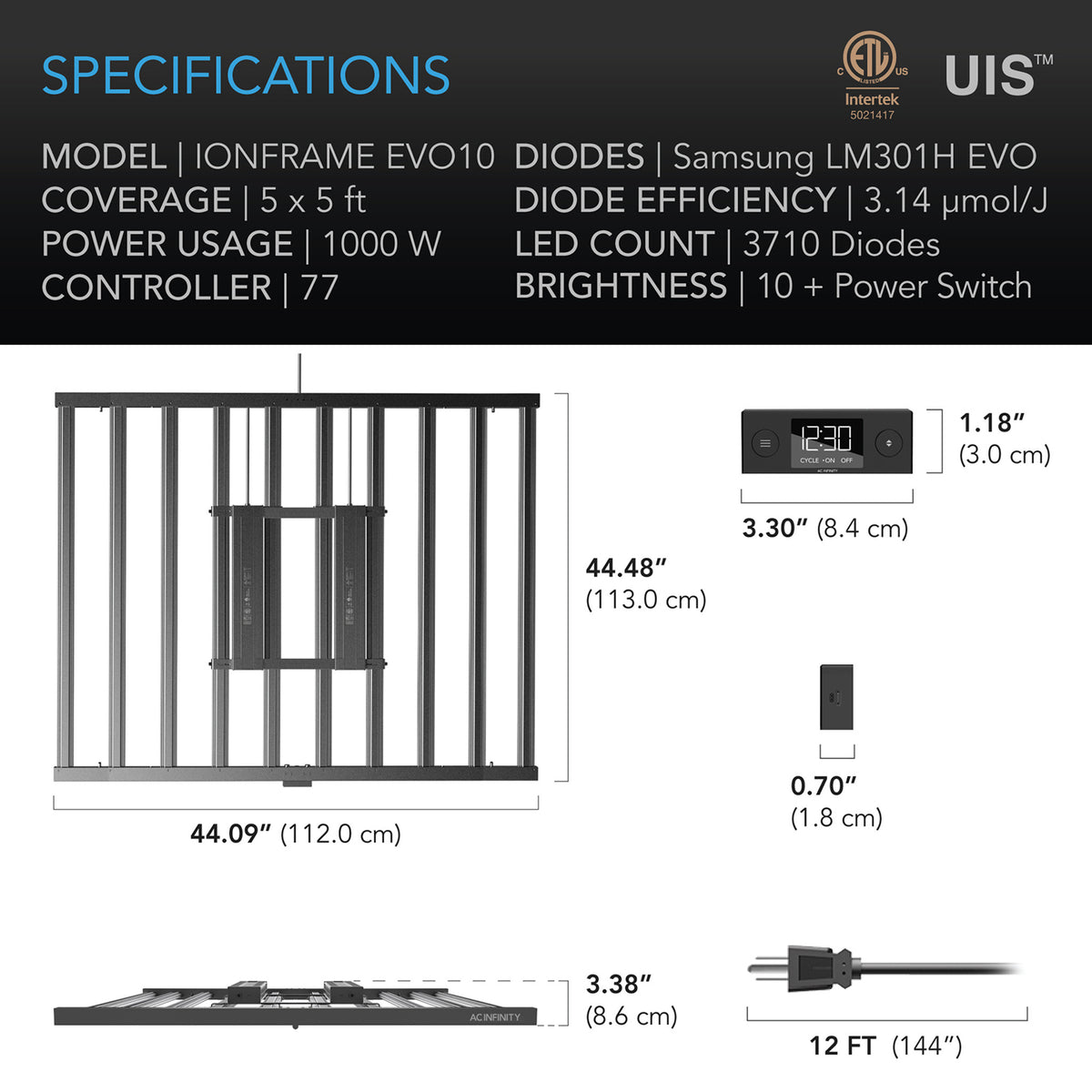 Ionframe Evo10 Specifications