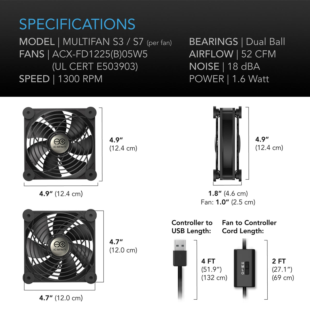 Multifan S7 Dual fans Specifications
