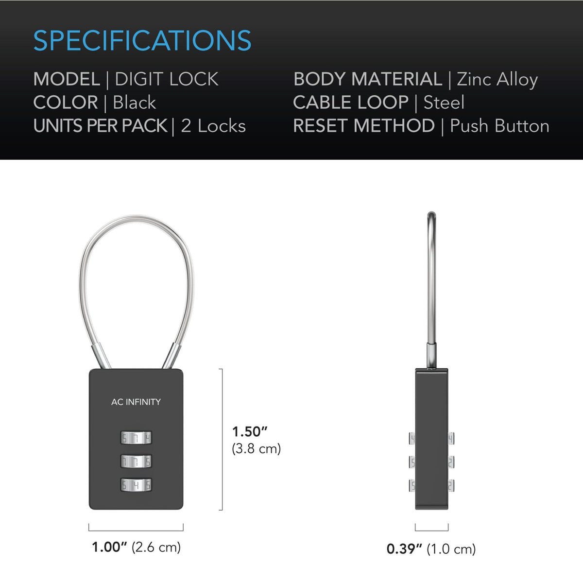 Padlock combination specifications