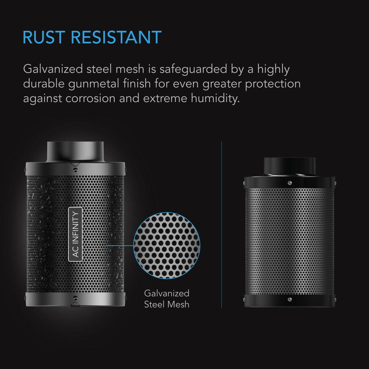 Rust resistant carbon filter design