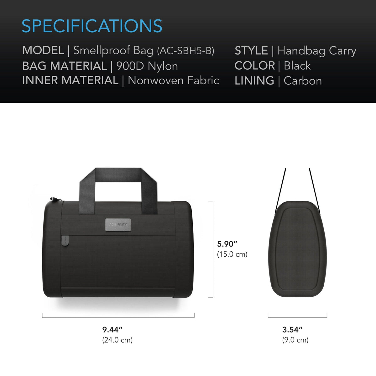 Smell proof handbag specifications