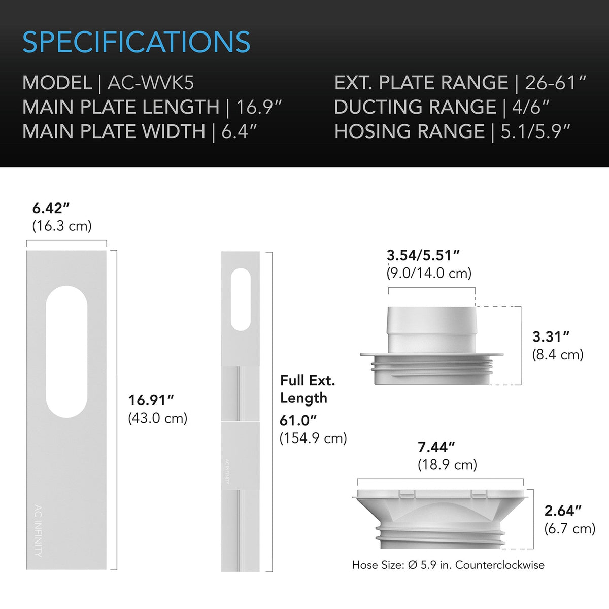Window duct kit specifications