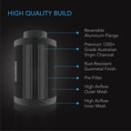 AC Infinity, Duct Carbon Filter, Australian Charcoal, 10 Inch - 250 MM - Quick Bloom Lights