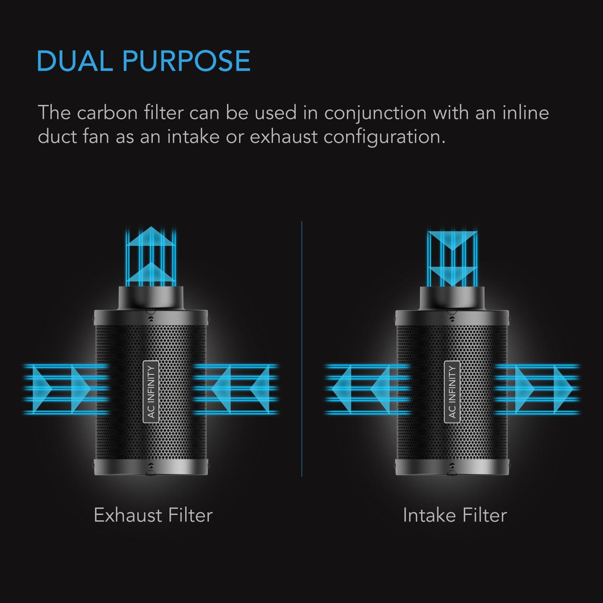 AC Infinity, Duct Carbon Filter, Australian Charcoal, 4 Inch - 100 MM - Quick Bloom Lights