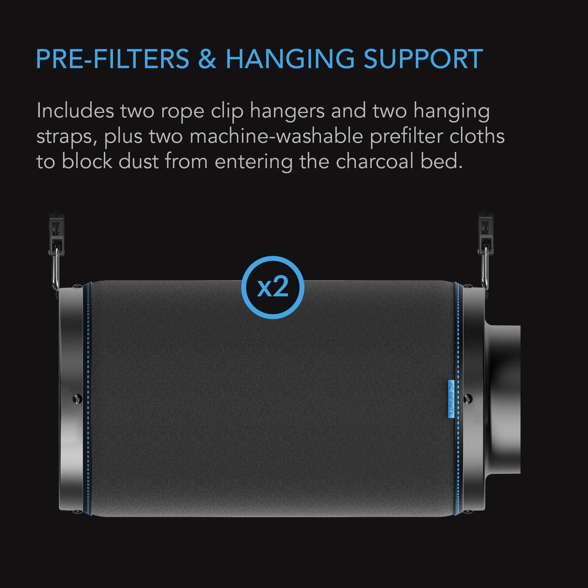 AC Infinity, Duct Carbon Filter, Australian Charcoal, 8 Inch - 200 MM - Quick Bloom Lights