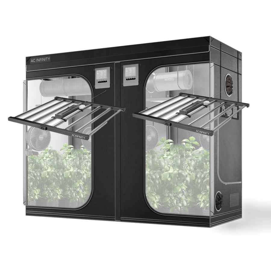 8x4 Grow Tent Kit, AC Infinity, 10 Plant — Two IonFrame EVO8 1,460 W LED, Cloudline T8 Fan and Carbon Filter