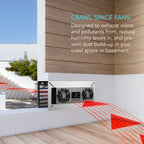 AIR TITAN T8, Crawl Space and Basement Ventilator Fan, WiFi - Integrated Controls, IP - 55 Rated, Exhaust - Quick Bloom Lights