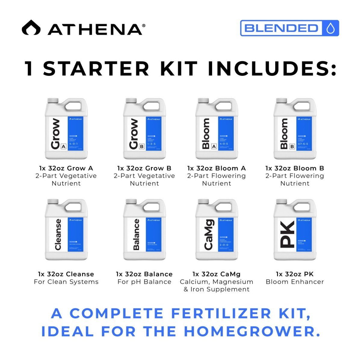 Athena Blended Line Start Kit / Complete Starter Nutrient Set - Quick Bloom Lights