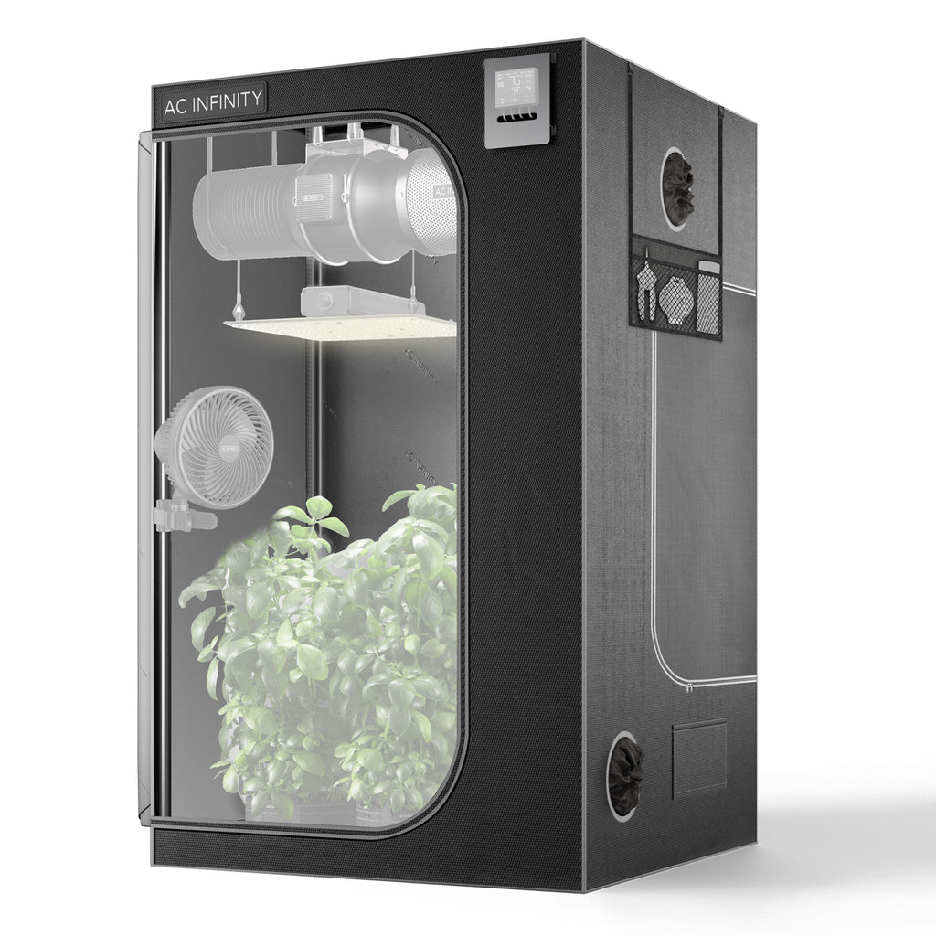 Cloudlab 844 from AC Infinity, Advance Grow Tent 4 x 4 2000D Diamond Mylar Canvas - Quick Bloom Lights