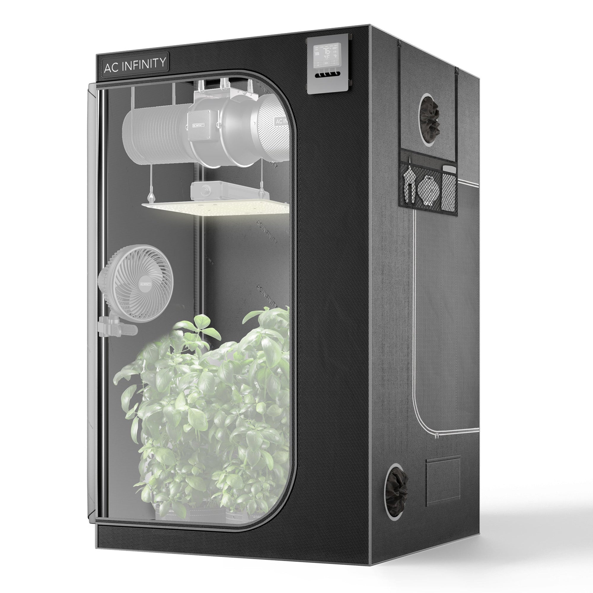 Cloudlab 844 from AC Infinity, Advance Grow Tent 4 x 4 2000D Diamond Mylar Canvas - Quick Bloom Lights