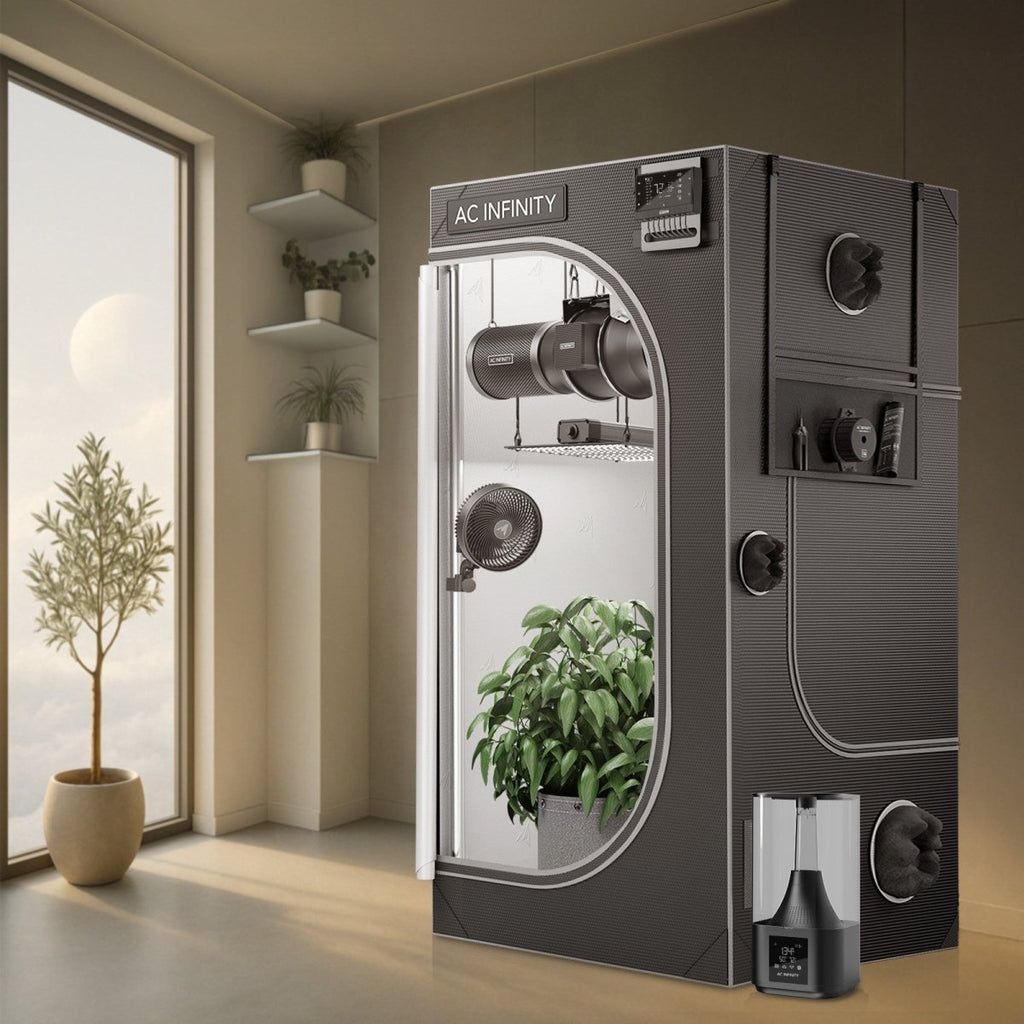 Cloudlab 844 from AC Infinity, Advance Grow Tent 4 x 4 2000D Diamond Mylar Canvas - Quick Bloom Lights