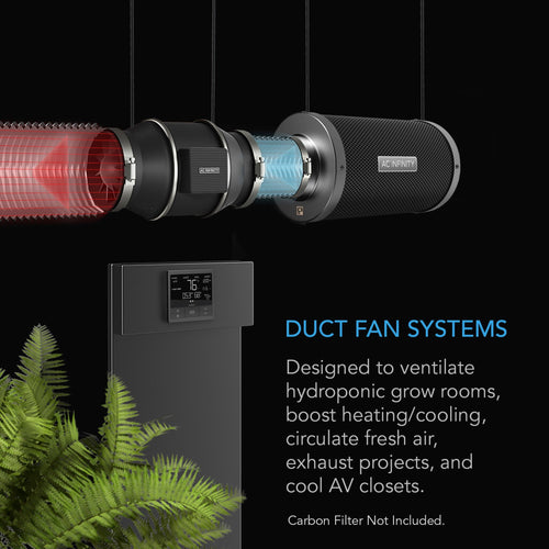 Cloudline PRO T10, AC Infinity, Quiet Inline Duct Fan with Controller AI - 250 MM - Quick Bloom Lights