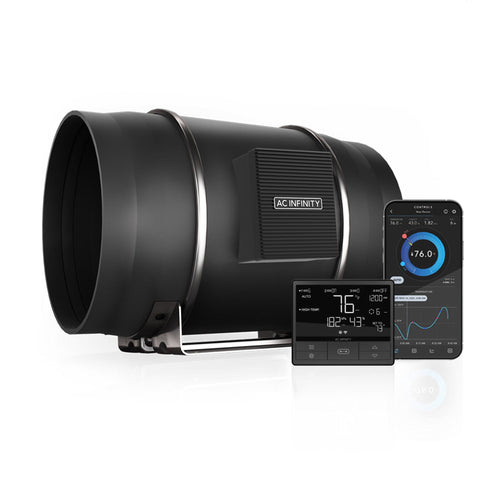 Cloudline PRO T10, AC Infinity, Quiet Inline Duct Fan with Controller AI - 250 MM - Quick Bloom Lights