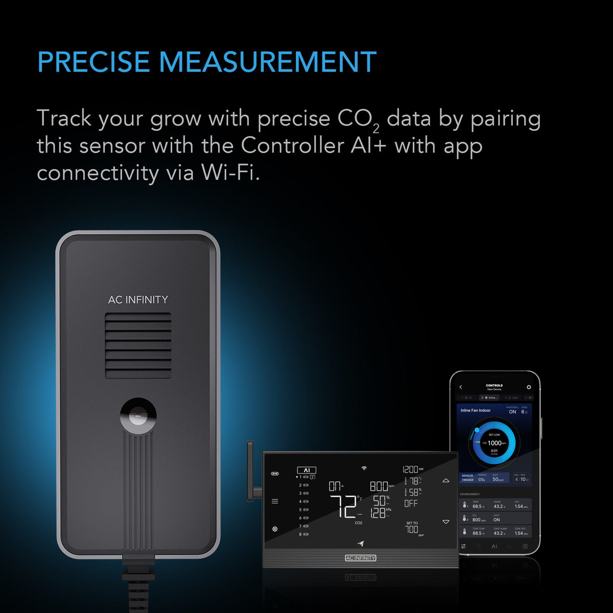 AC Infinity CO₂ + Light Sensor | For Controller AI+ – Quick Bloom Lights