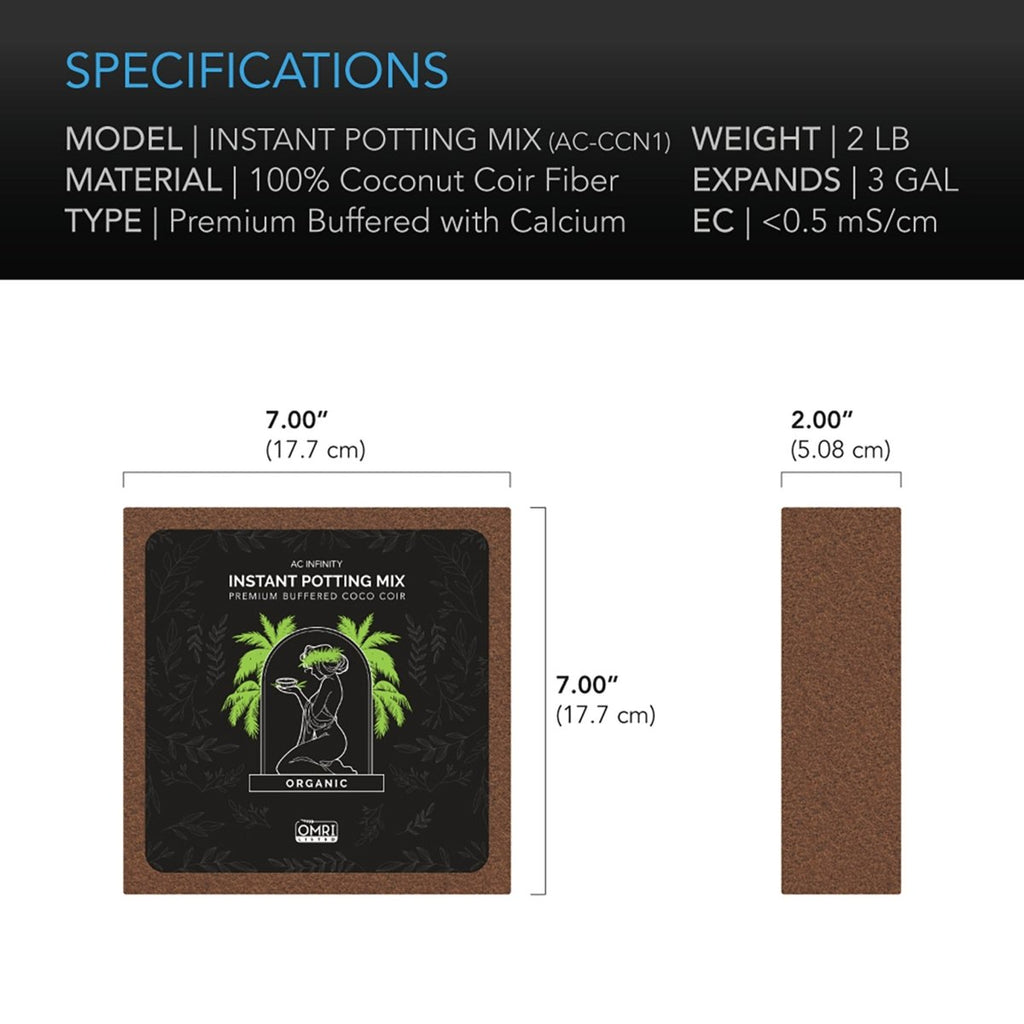 Coco Coir, Instant Potting Mix, 0.91 kg - Quick Bloom Lights