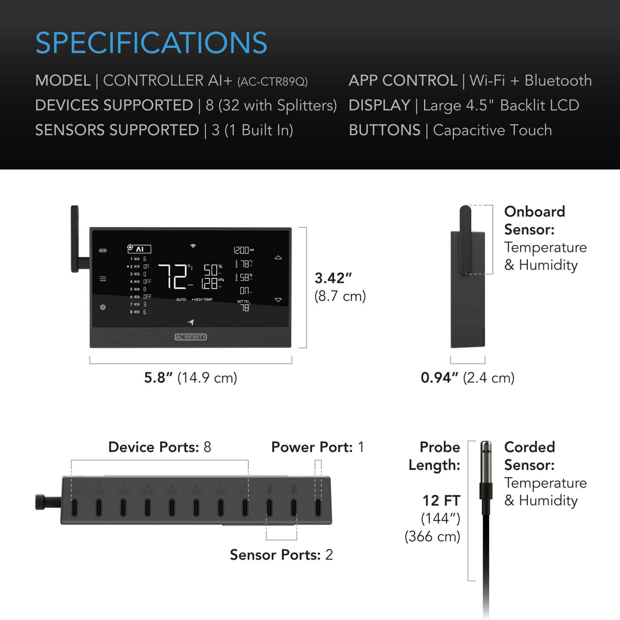 Controller AI+ Environmental Controller, AI - Powered Learning and Dynamic Level Adjusting for UIS, Dual Zone Control - Quick Bloom Lights