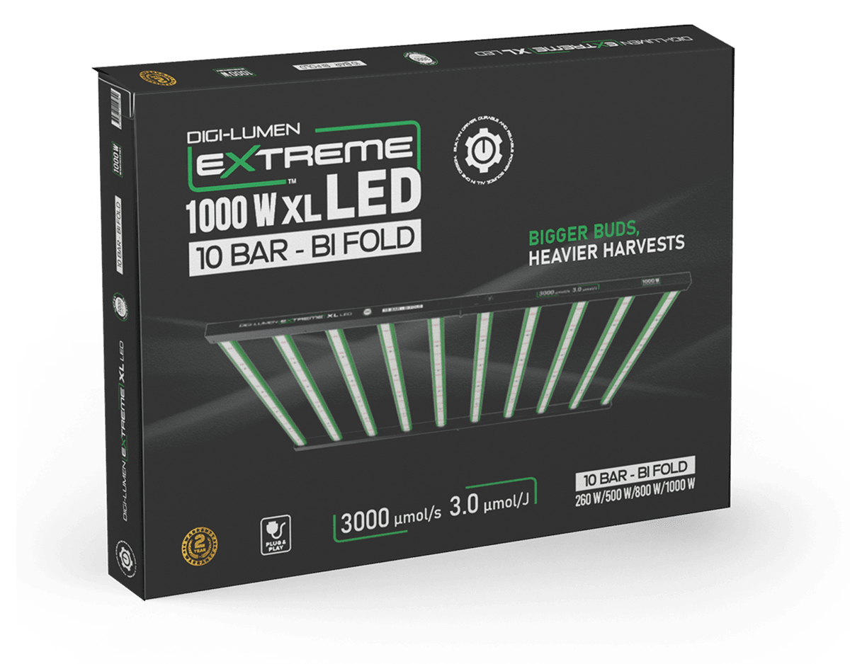 Digi-Lumen Extreme 1000W XL LED Grow Light | 3000 µmol/s | 10-Bar Bi-Fold - Quick Bloom Lights