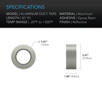 Ducting Tape, by AC Infinity, 50 Yards, Aluminium Foil - Quick Bloom Lights