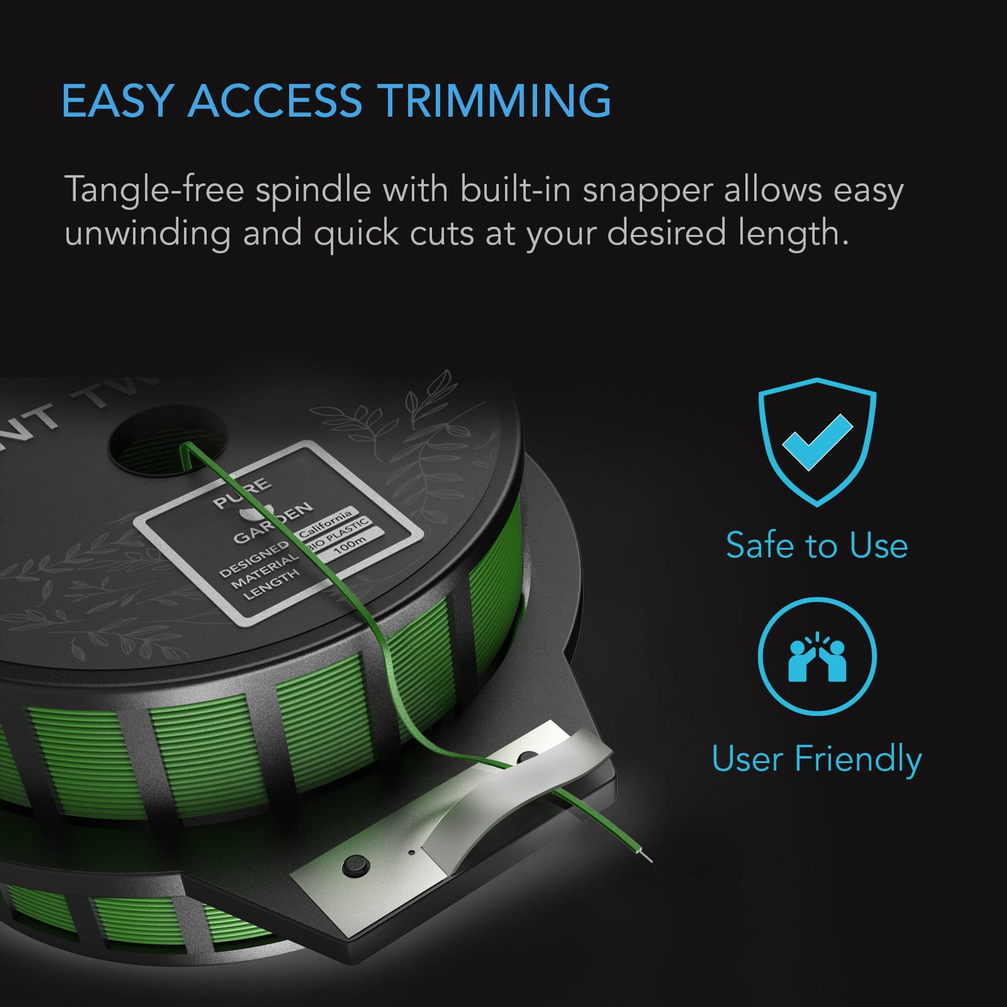 Green Twist Ties with Built - In Cutter, 100 m - AC Infinity - Quick Bloom Lights