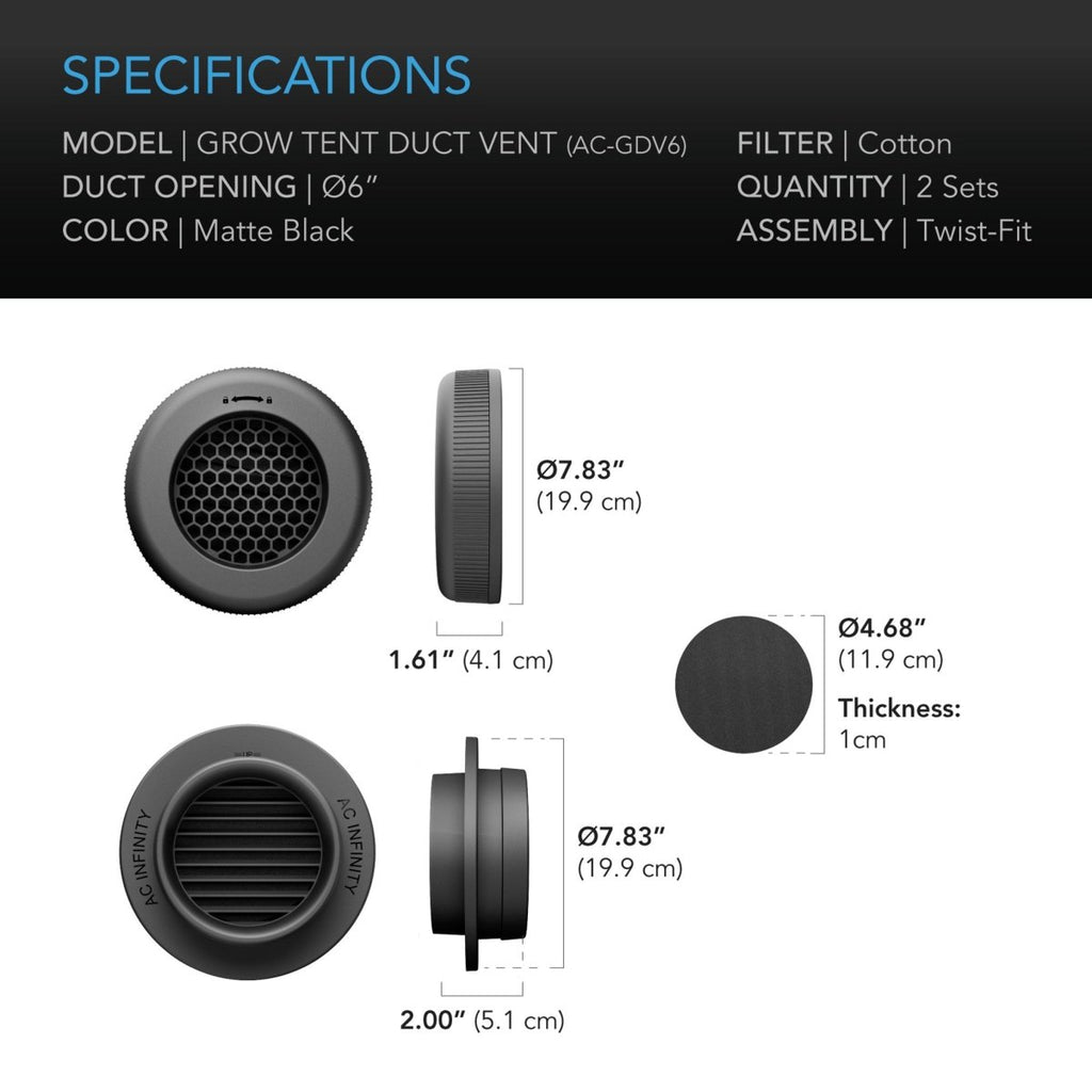 Grow Tent Duct Vent Attachment 6 inch - Quick Bloom Lights