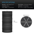 Hanging Herb Drying Rack, 24 inch diameter, with 6 tiers - Quick Bloom Lights