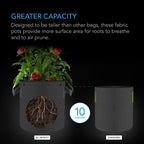 Heavy Duty Fabric Pots, 10 Gallon pots in a 5 pack by AC Infinity - Quick Bloom Lights