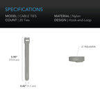 Hook and Loop Cable Ties 6", 20 count per bag - Quick Bloom Lights