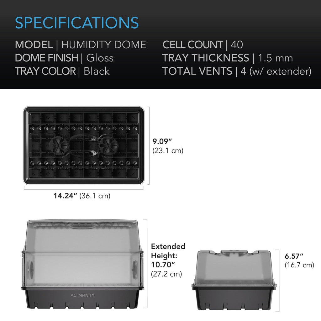 Humidity Dome, Propagation Kit with Height extension incl, 5x8 Cell Tray - Quick Bloom Lights