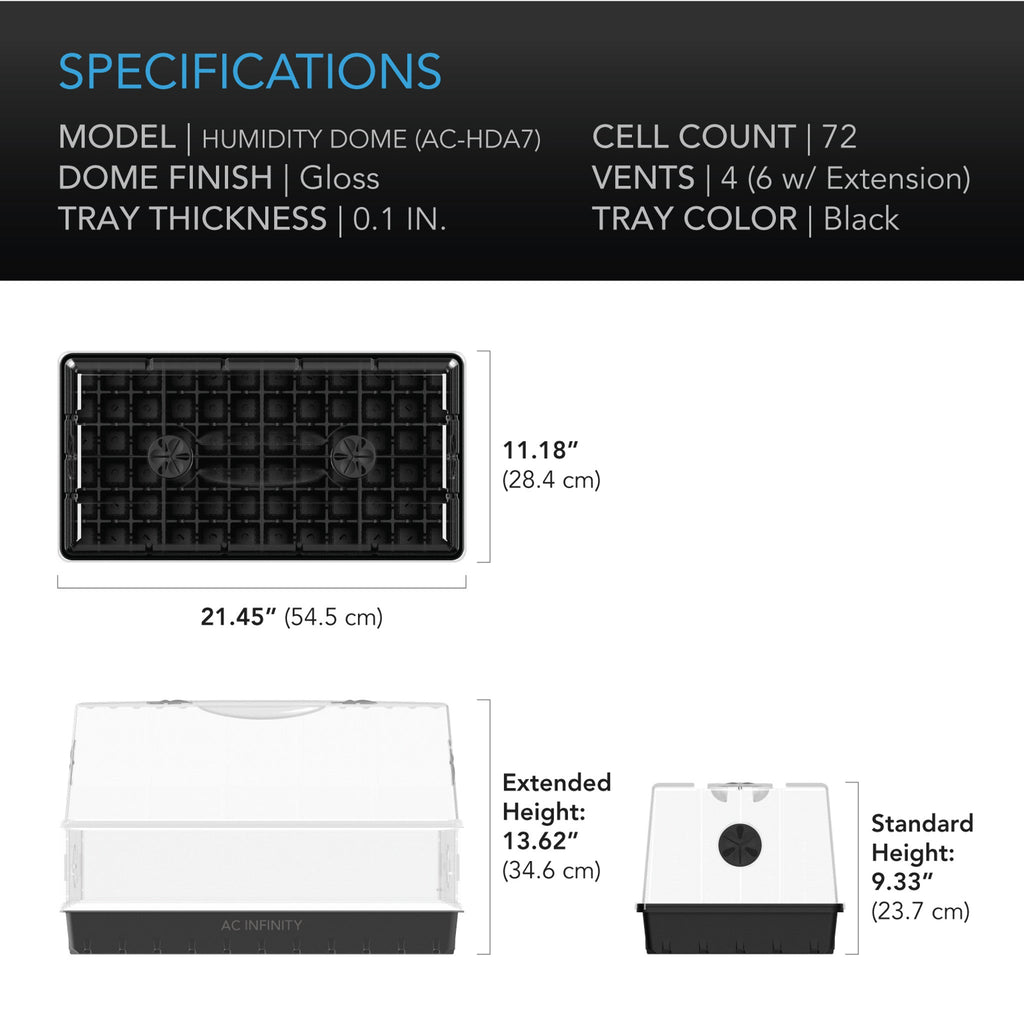 Humidity Dome XL, Propagation Kit, 6x12 Cell Tray with Height Extension - Quick Bloom Lights