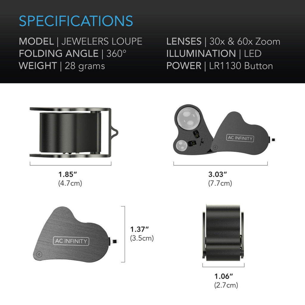 Jewelers Loupe, Pocket Magnifying Glass with LED Light and Dual Lenses - Quick Bloom Lights