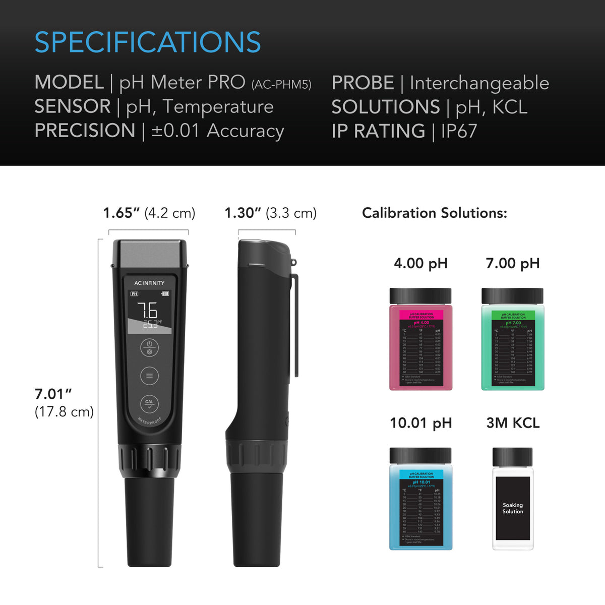 Ph Meter Pro specifications, with replaceable probe