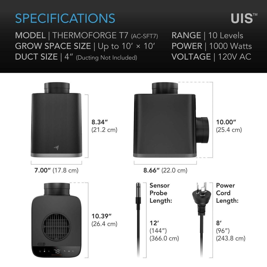 PRE ORDER ONLY - Thermoforge T7, Plant Heater 1000W W AI - Powered VPD Temp control - Quick Bloom Lights