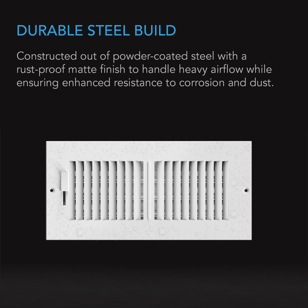 Register Ventilation Grille 6 x 12 inches White - Quick Bloom Lights