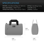 Smell Proof HandBag, Gray, With 900D Nylon Fabric and Carbon Filter Lining - Quick Bloom Lights