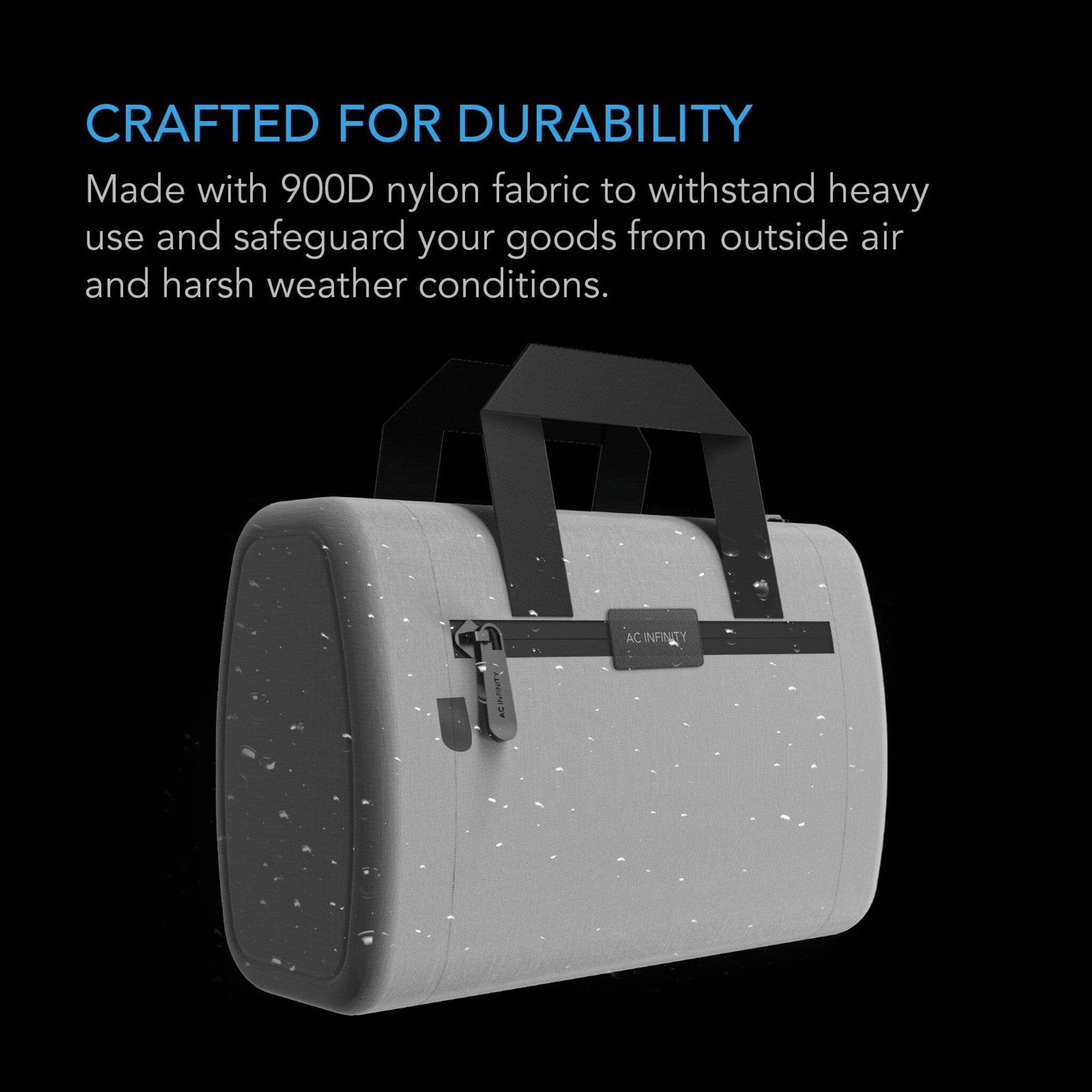 Smell Proof HandBag, Gray, With 900D Nylon Fabric and Carbon Filter Lining - Quick Bloom Lights