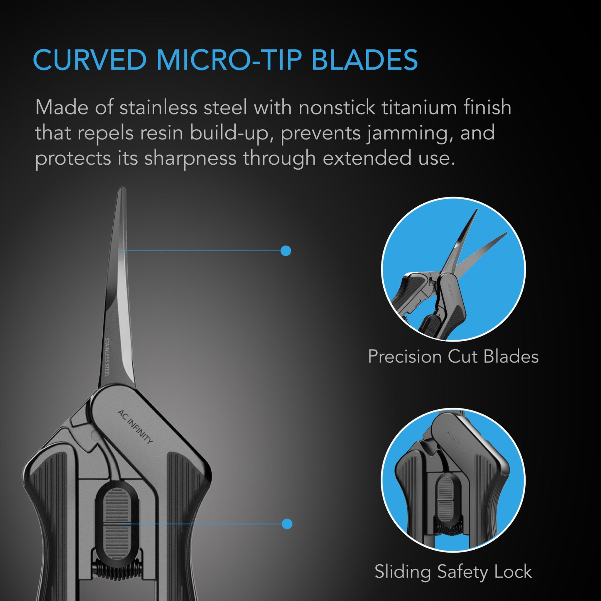 Stainless Steel Curved Pruning Shear, Ergonomic Lightweight, 6.6” Curved Blades - Quick Bloom Lights