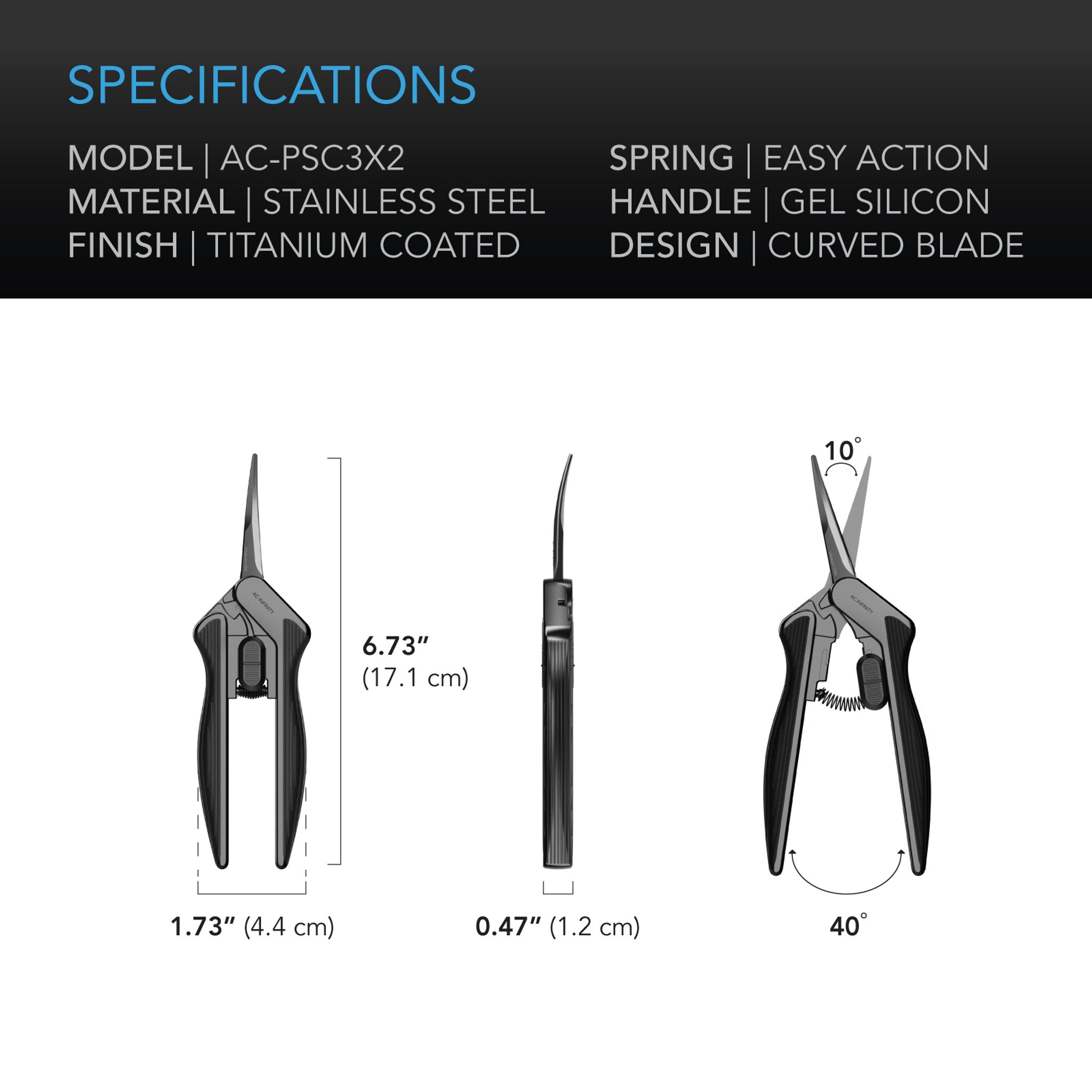 Stainless Steel Curved Pruning Shear, Ergonomic Lightweight, 6.6” Curved Blades - Quick Bloom Lights